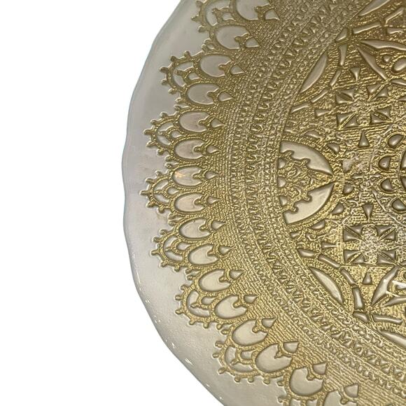 Artistic Accents Mandala Turkish Gold Lace Glass Oval Serving Bowl 12.5in New - Picture 11 of 16